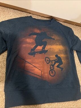 Carter's Navy Sweatshirt with Orange & Red Skate/BMX Graphic